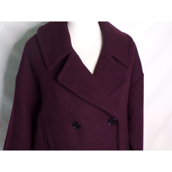 🆕NORDSTROM Double Breasted Elongated Peacoat Burgundy Small - Picture 7 of 13